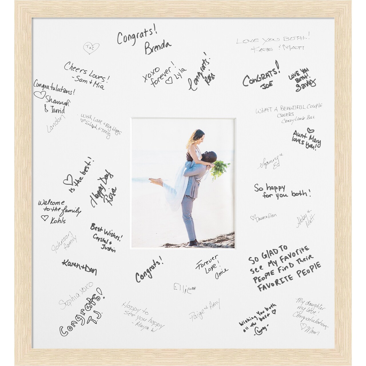 Woodgrain Stripe Signature Mat Picture Frame, Photo Frame Wedding Guest Book Alternative, Autograph Picture Mat for Signature Board, Wedding Celebrations Graduations Support Encouragement or Retirement